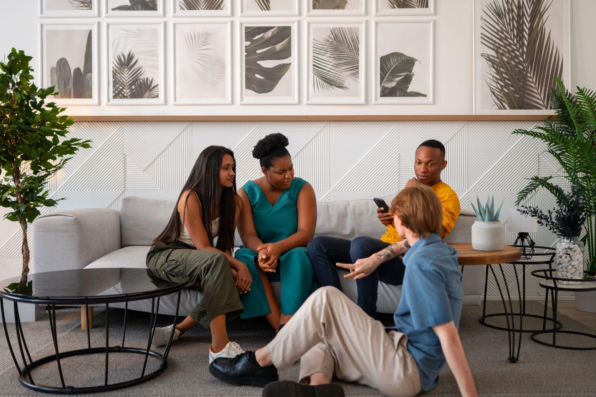 Tenants engaging in a co-living community setting.