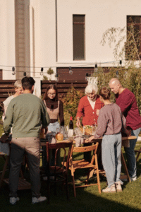 A group of tenants enjoying a community BBQ event organized by property management