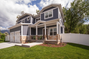 Modern single-family home with freshly landscaped yard and new exterior paint